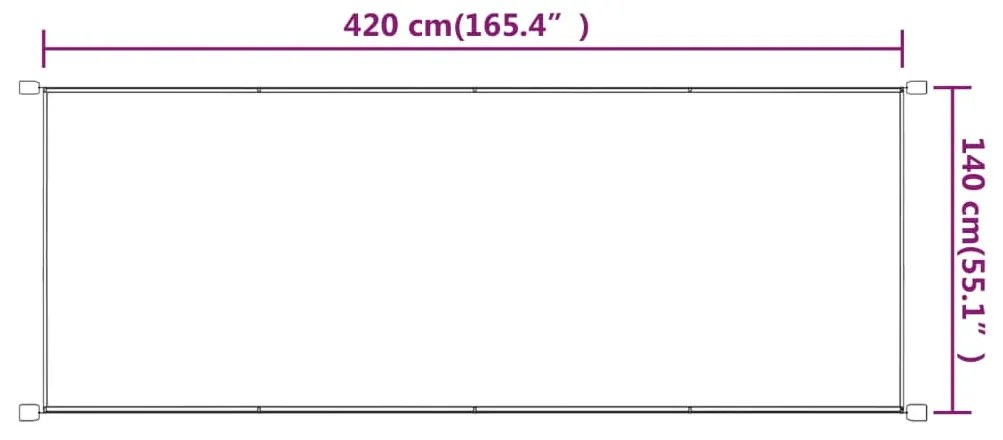 Toldo vertical 140x420 cm tecido oxford cinza-acastanhado