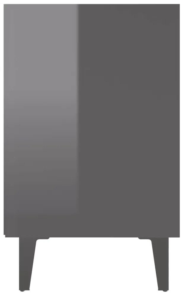 Mesas cabeceira pernas metal 2 pcs 40x30x50 cm cinza brilhante