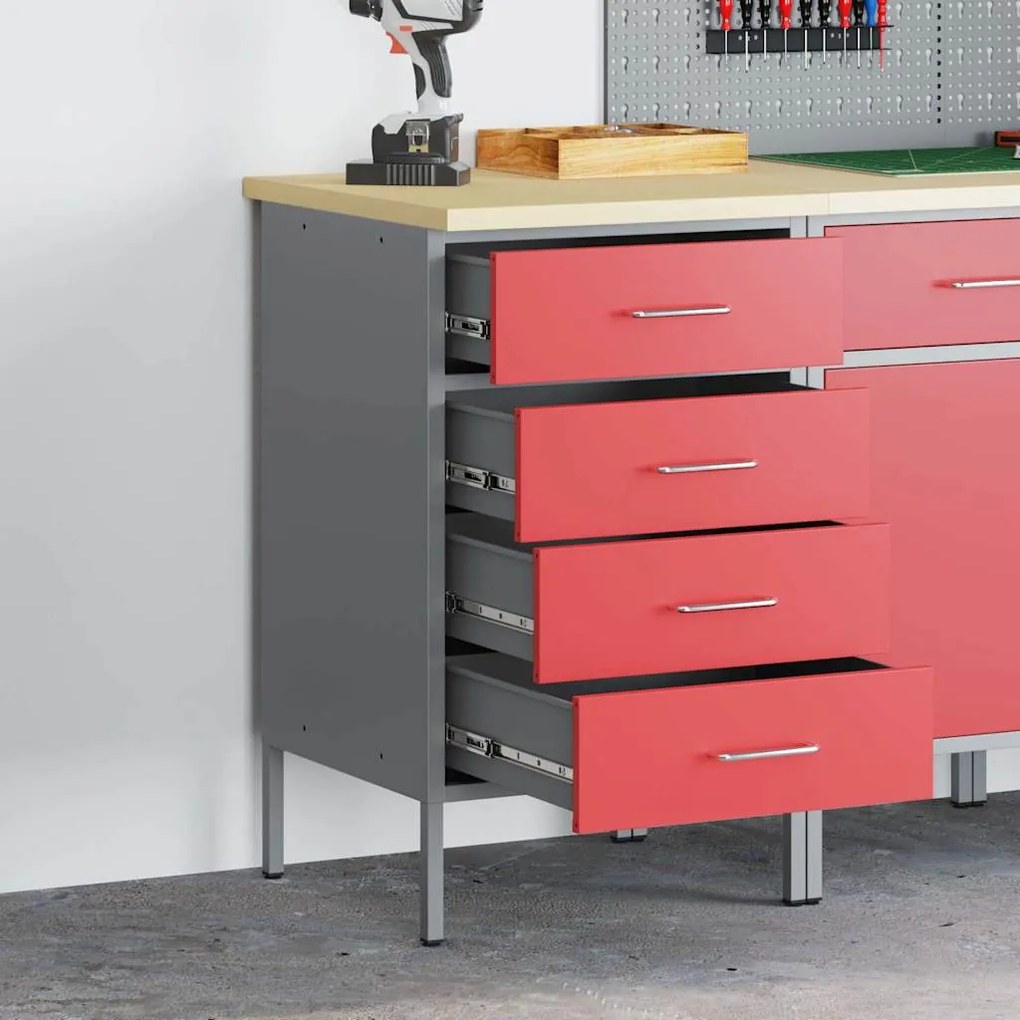 Armário de Trabalho Vermelho 50x55x85 cm Aço