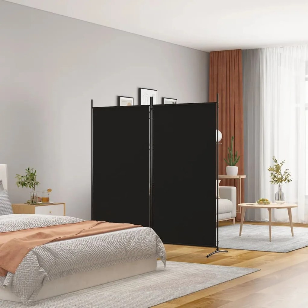 350261 vidaXL Divisória de quarto com 2 painel 175x180 cm preto tecido