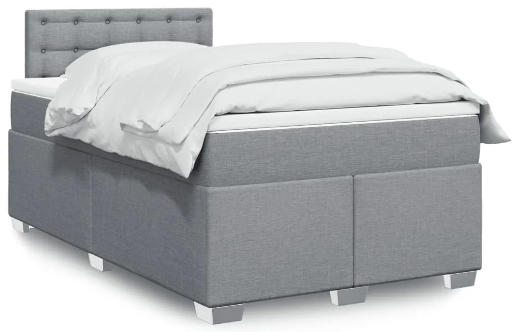 Cama boxspring com colchão 120x190 cm tecido cinzento-claro