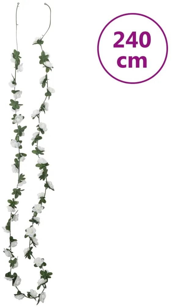Grinaldas de flores de Natal 6 pcs 240 cm branco
