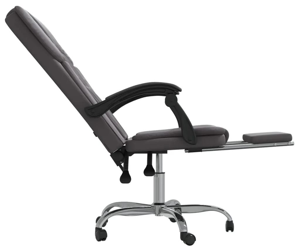 Cadeira de escritório reclinável couro artificial cinzento