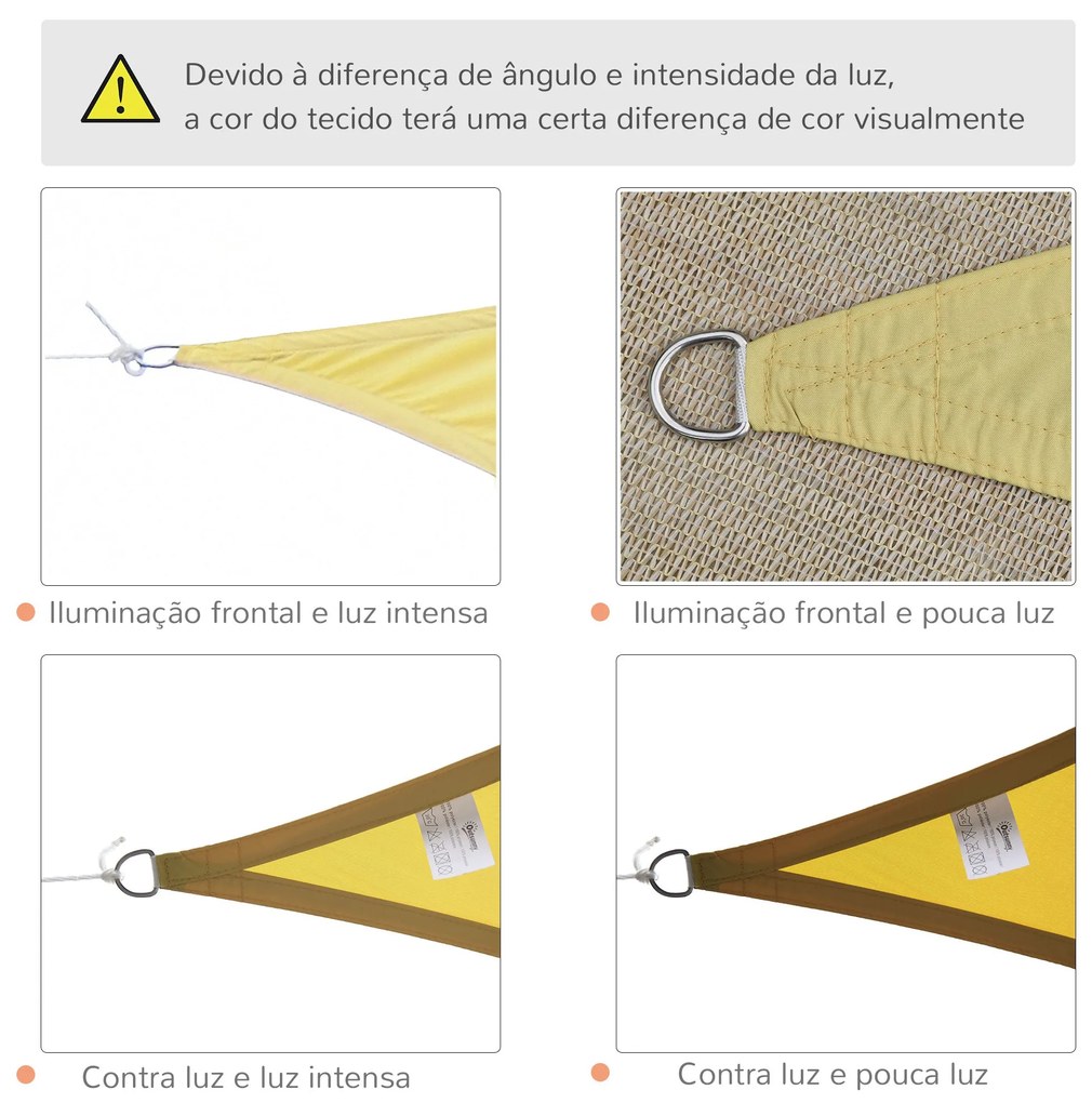 Outsunny Vela de Sombra Triangular 6x6x6 m Toldo Vela de Poliéster com