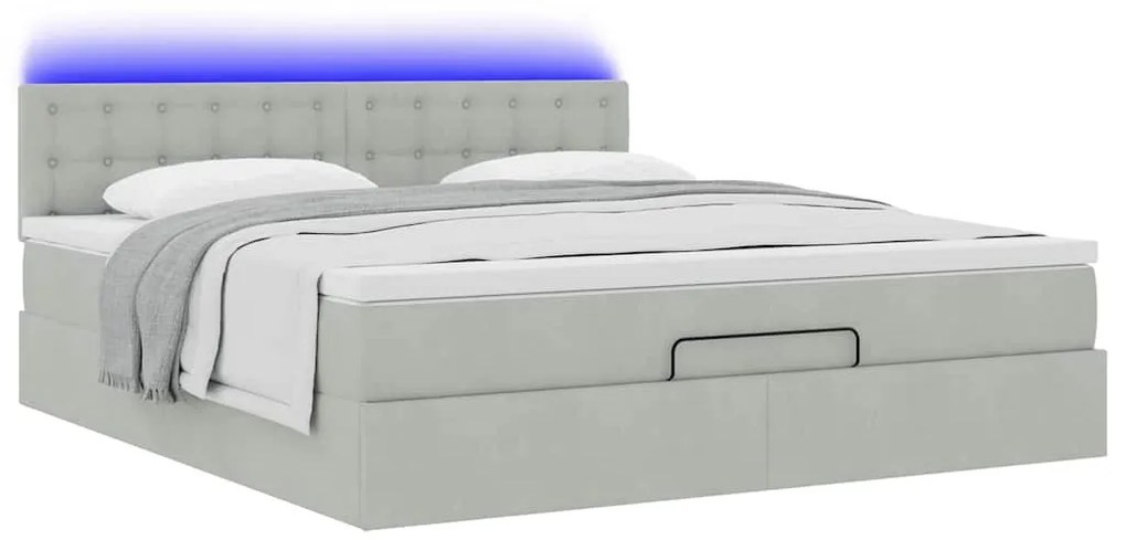 Estrutura de cama otomana com colchão 160x200 cm cinzento claro
