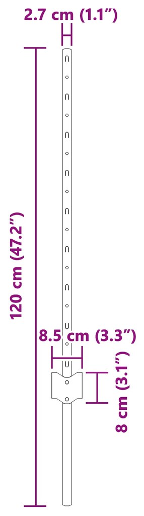 Postes de Cerca 44 pcs U-Channel Cinza 120 cm Aço