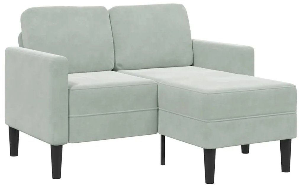 vidaXL Sofá 2 lugares com Chaise em L 125 cm veludo cinzento-claro