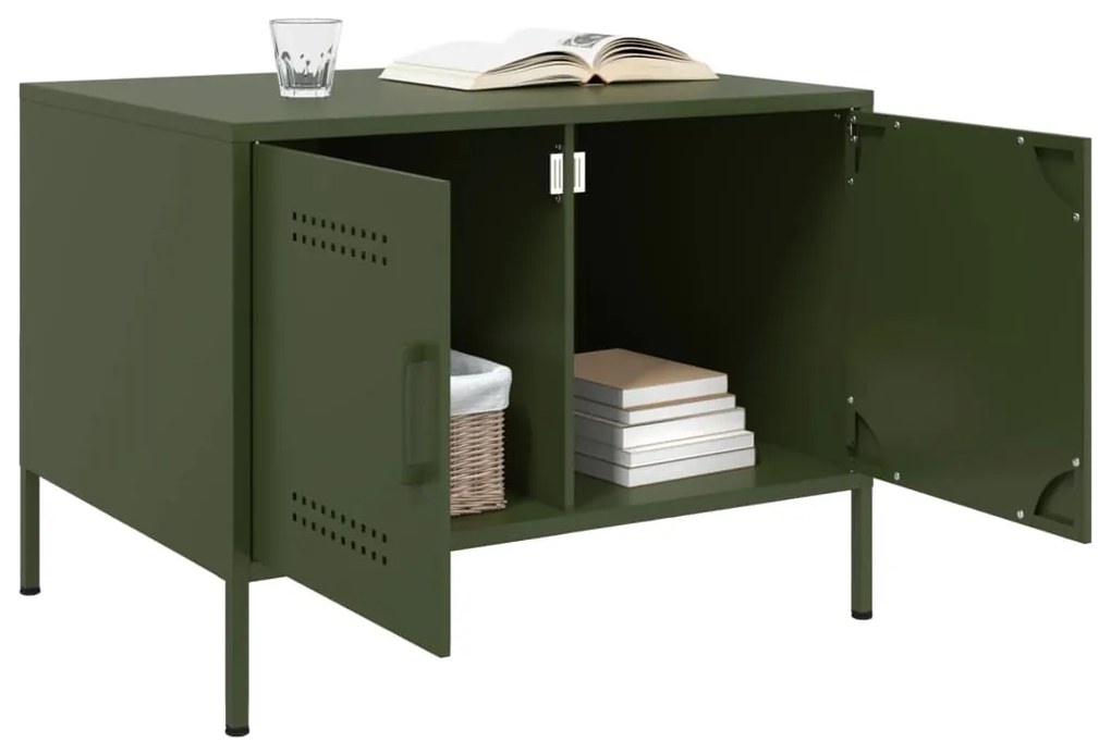 Mesa de centro 68x50x50,5 cm aço verde azeitona