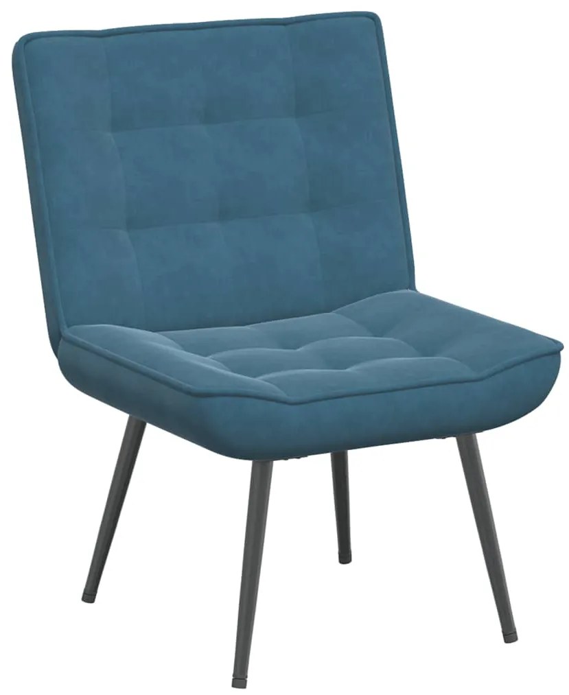 Cadeira de descanso com banco veludo azul