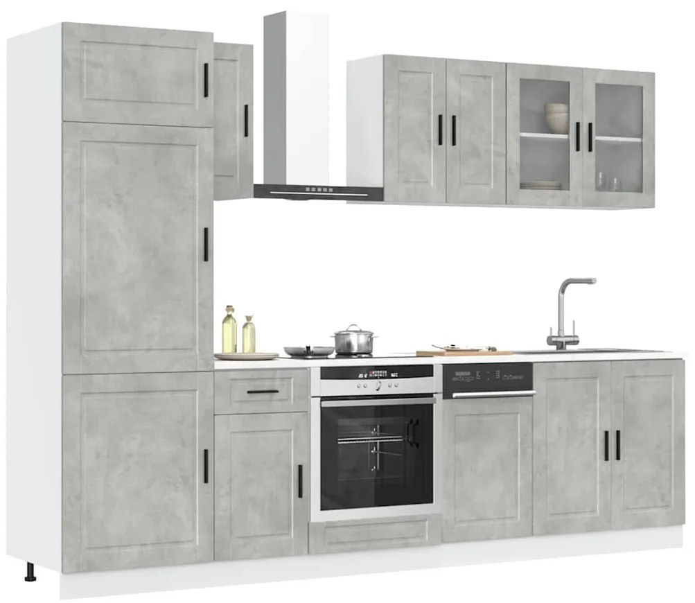 vidaXL 8 peças armário de cozinha conjunto Kalmar cinzento cimento