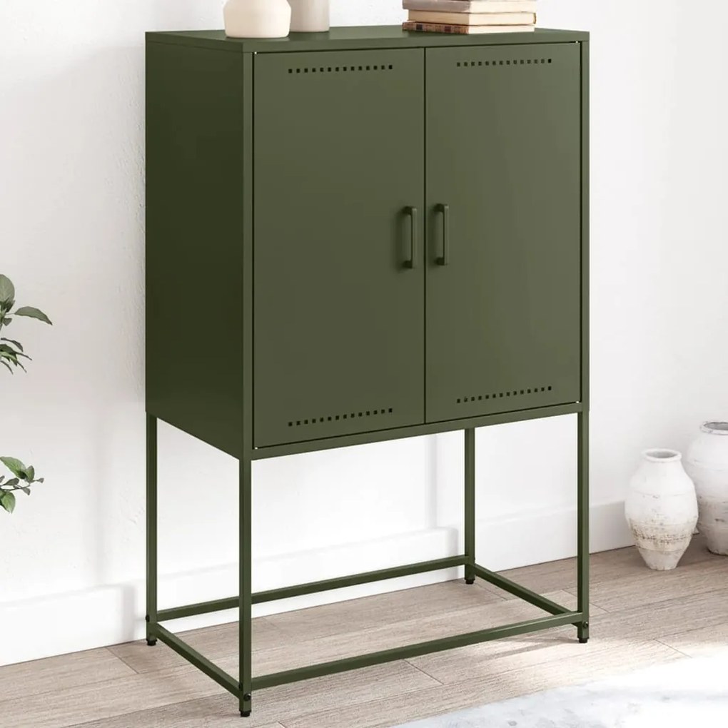 Aparador alto 68,5x38,5x107 cm aço verde azeitona