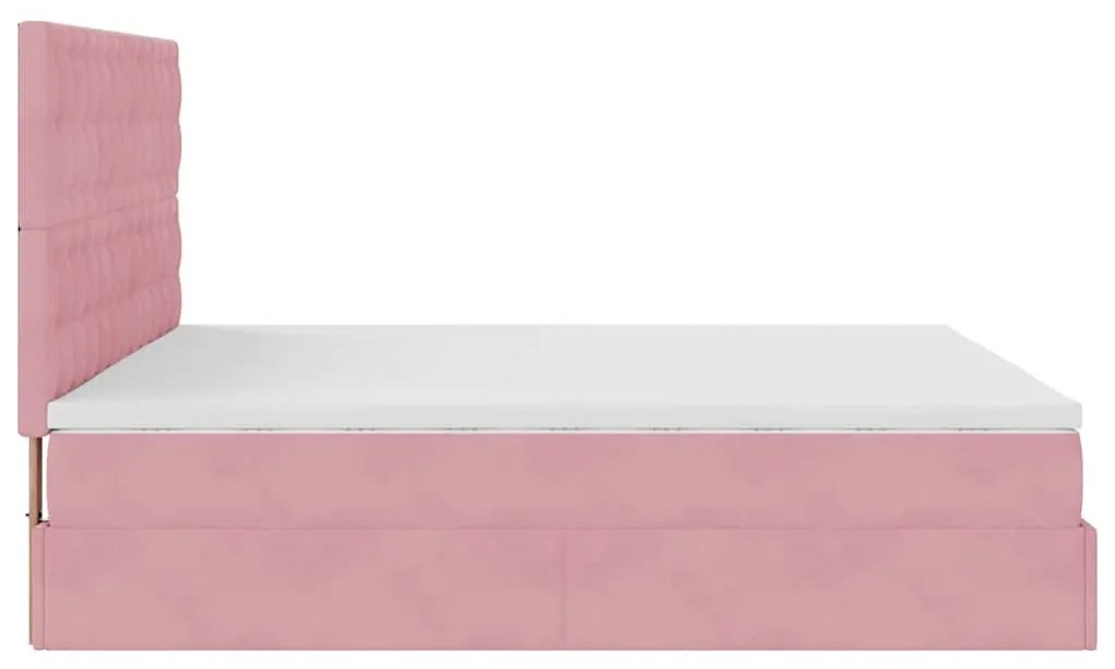Estrutura de cama otomana com colchões 180x200 cm veludo rosa