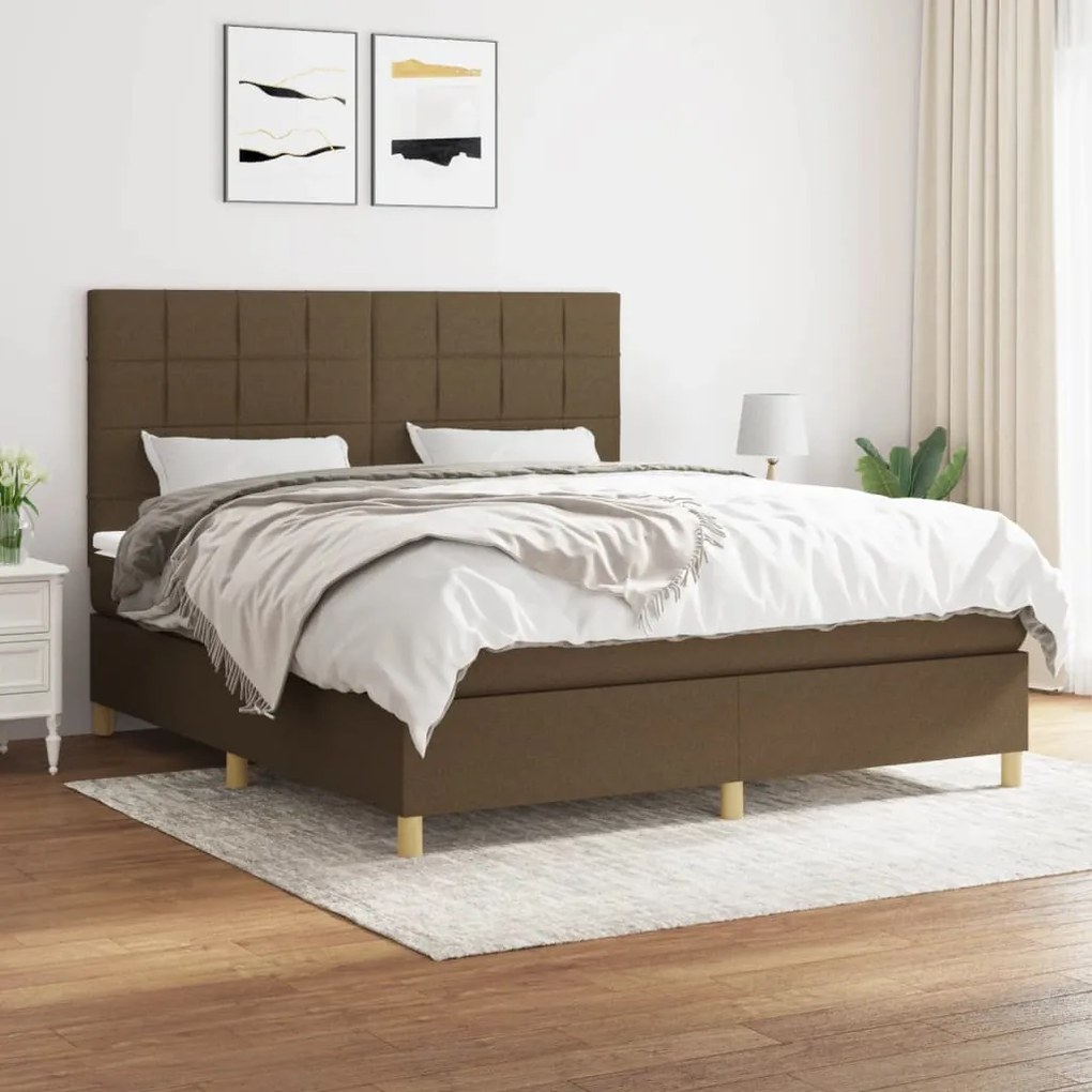 vidaXL Cama com molas/colchão 180x200 cm tecido castanho-escuro