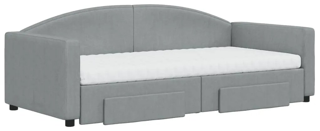 Sofá-cama c/ gavetão e gavetas 90x190 cm tecido cinzento-claro