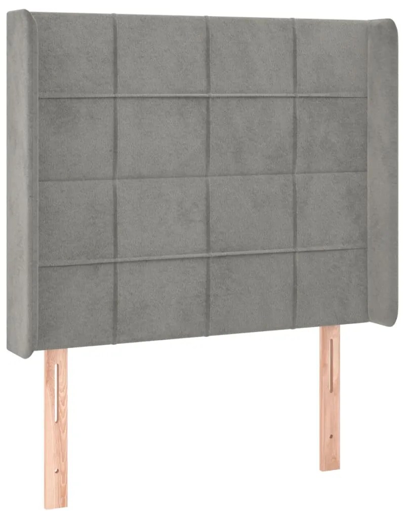 Cama box spring c/ colchão/LED 90x190 cm veludo cinzento-claro