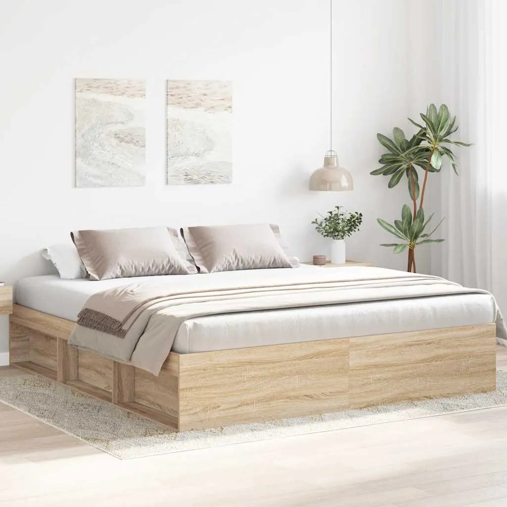 Estrutura de cama 200x200 cm carvalho sonoma