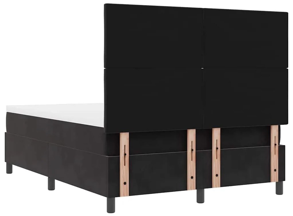 Cama Box com Colchão e Banco Preto 140x200 cm Veludo