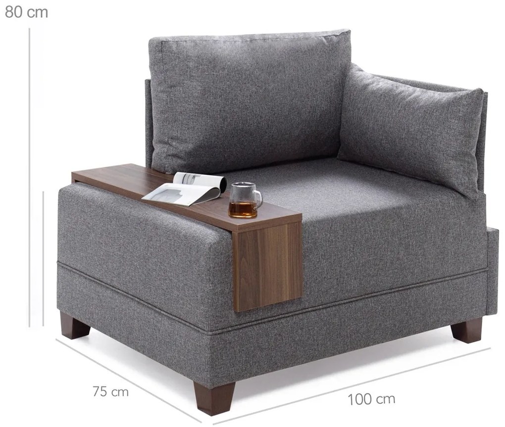 Sofá de 1 Lugar Fly – Cinzento – 100x80x75 cm