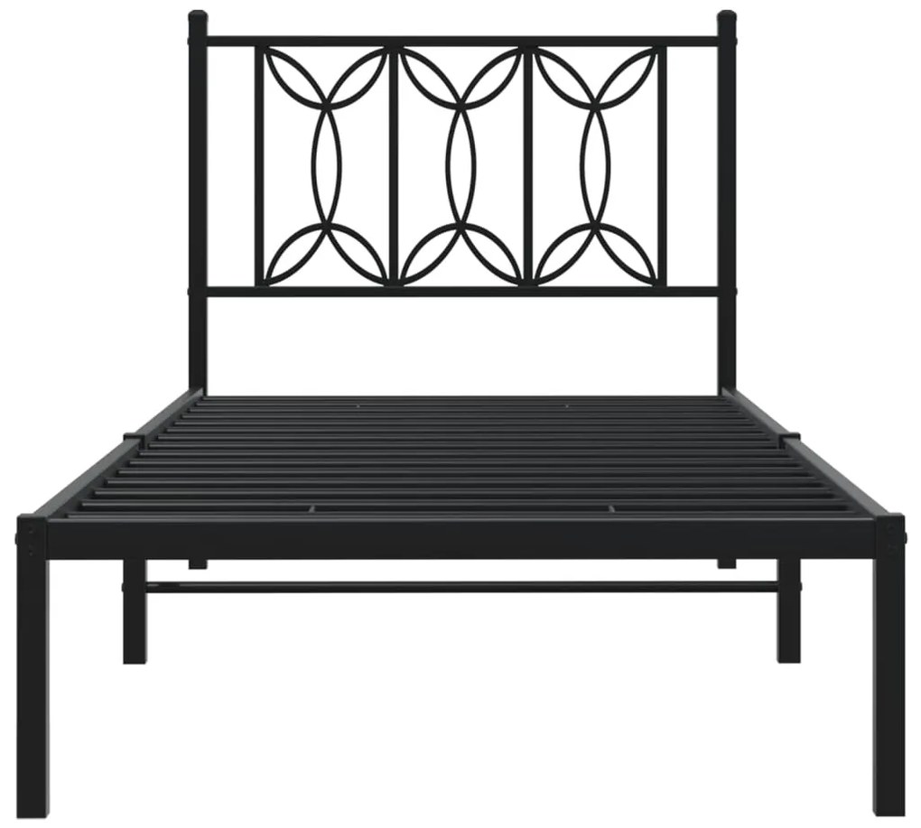 Estrutura de cama com cabeceira 80x200 cm metal preto
