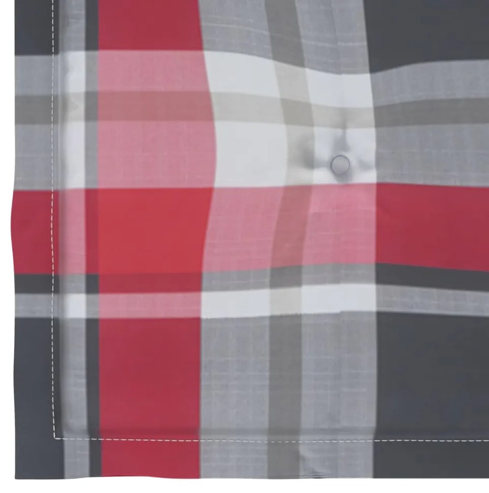 Cadeiras de jardim c/ almofadões xadrez vermelho 4 pcs teca