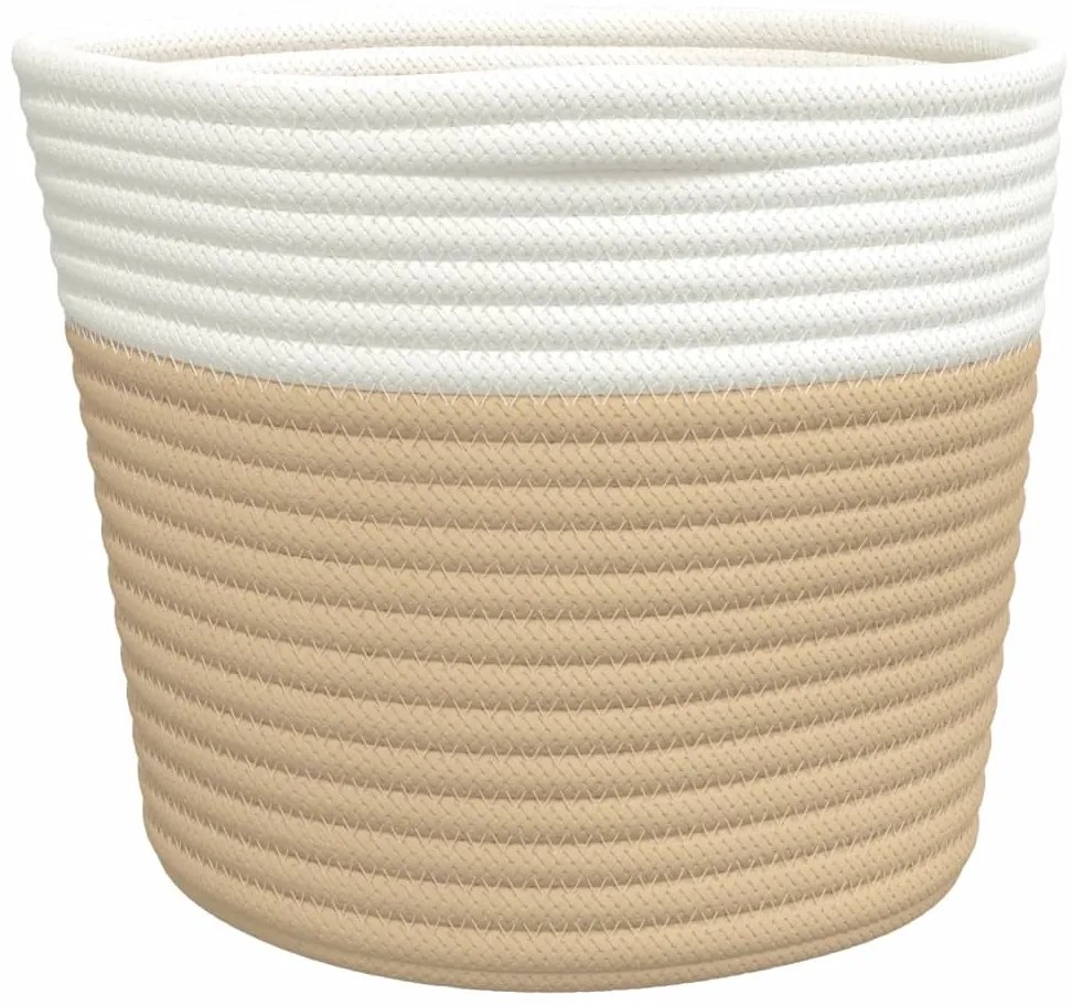 Cestos de arrumação 2 pcs Ø24x18 cm algodão bege e branco