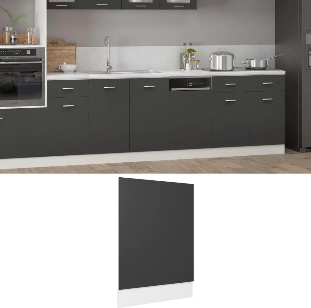vidaXL Painel máquina lavar louça “Lyon” 45x3x67 cm cinzento