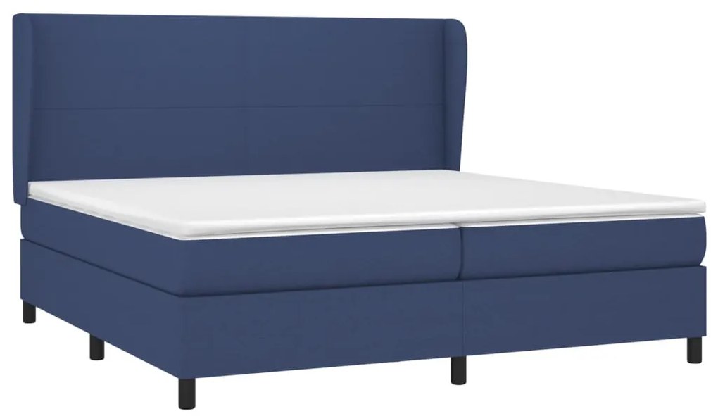 Cama com molas/colchão 200x200 cm tecido azul