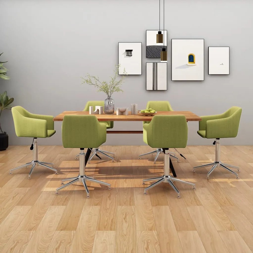 vidaXL Cadeiras de jantar giratórias 6 pcs tecido verde