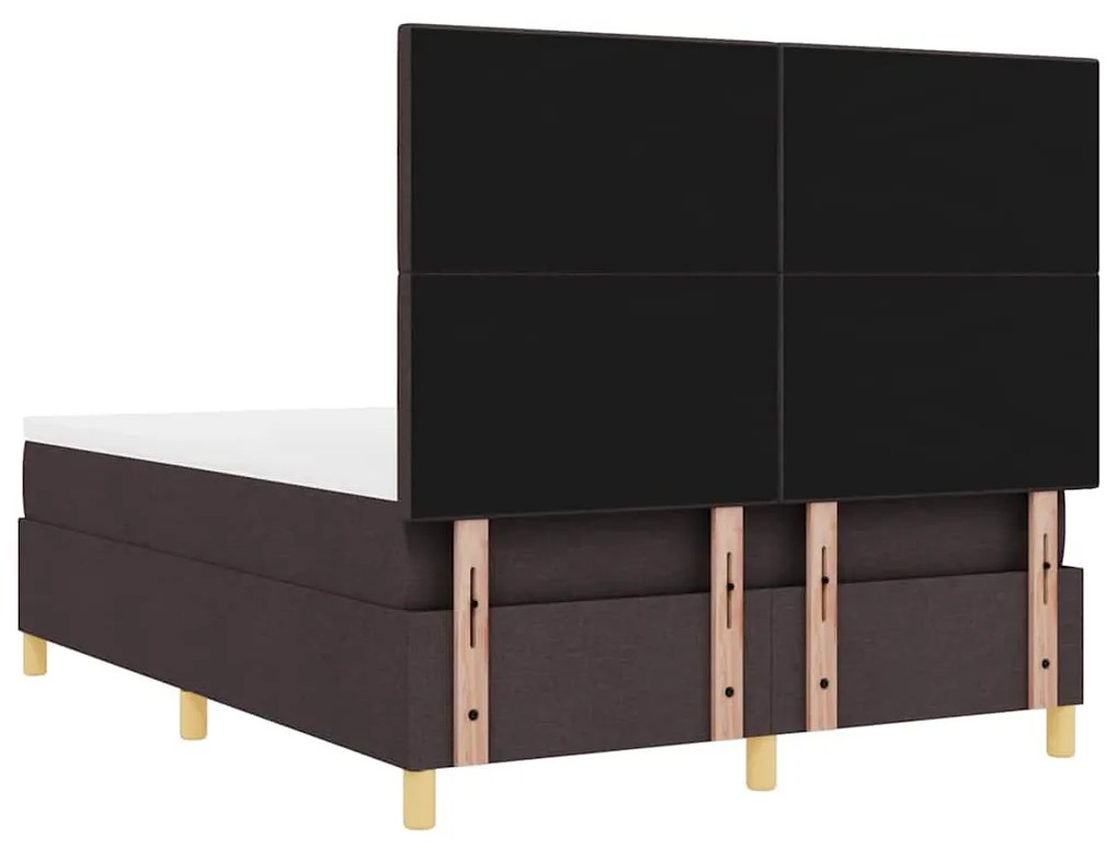 Cama Box com Colchão e LED Castanho Escuro 140x200 cm Tecido