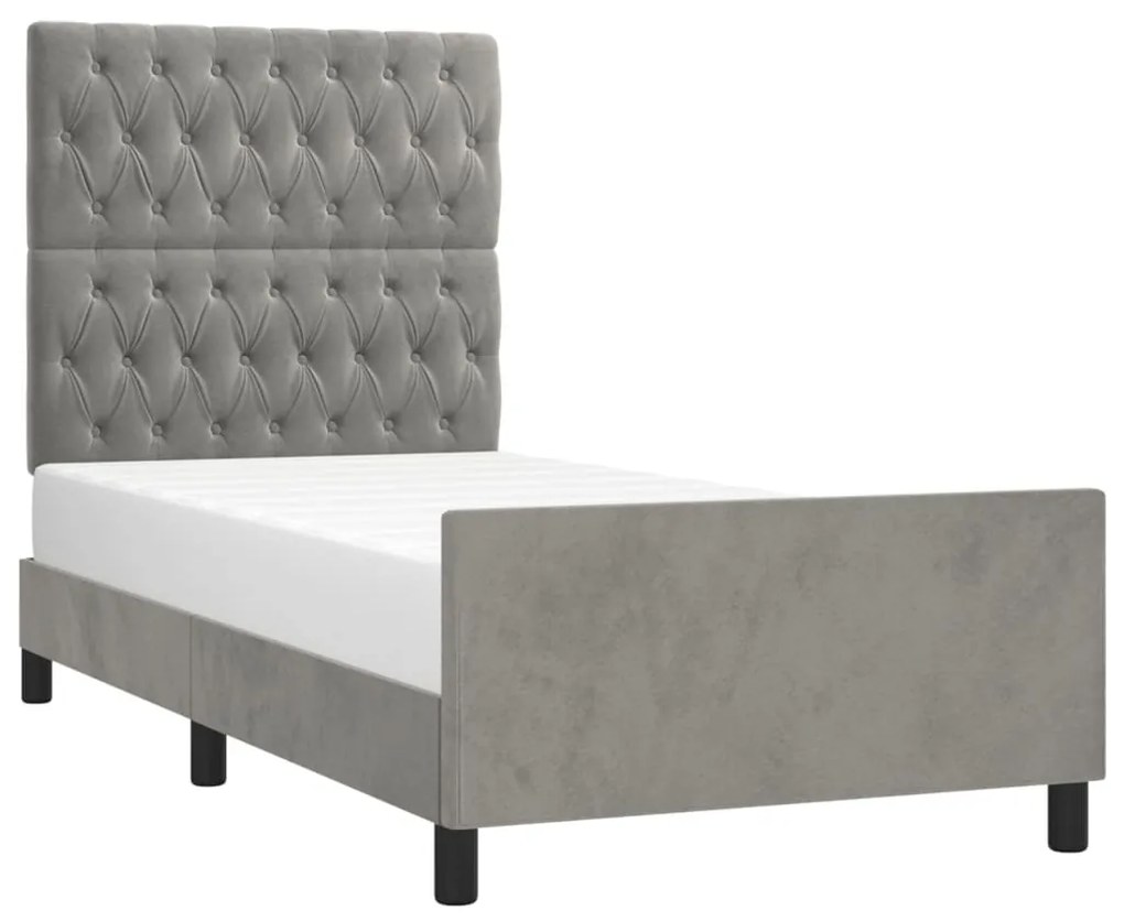 Estrutura de cama sem colchão 100x200 cm veludo cinzento-claro