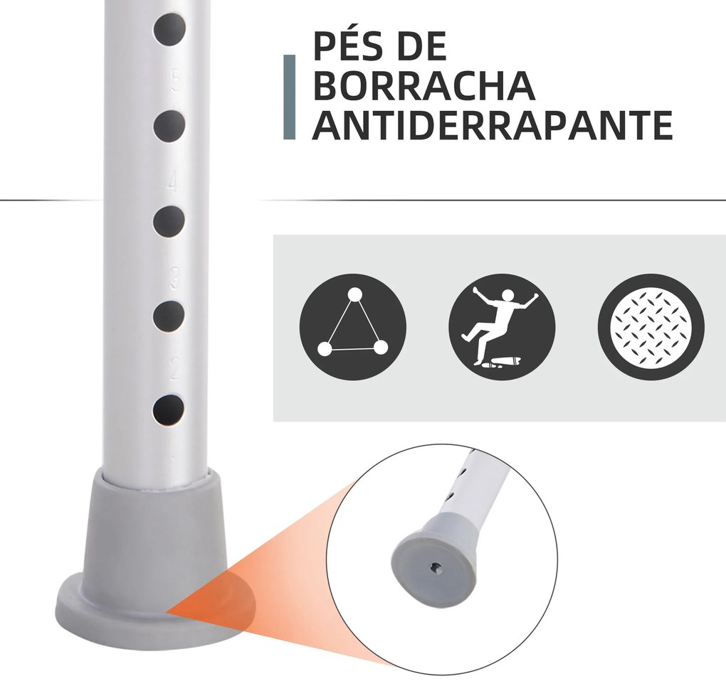 HOMCOM Cadeira para Duche Antiderrapante com Altura Ajustável em 8 Nív