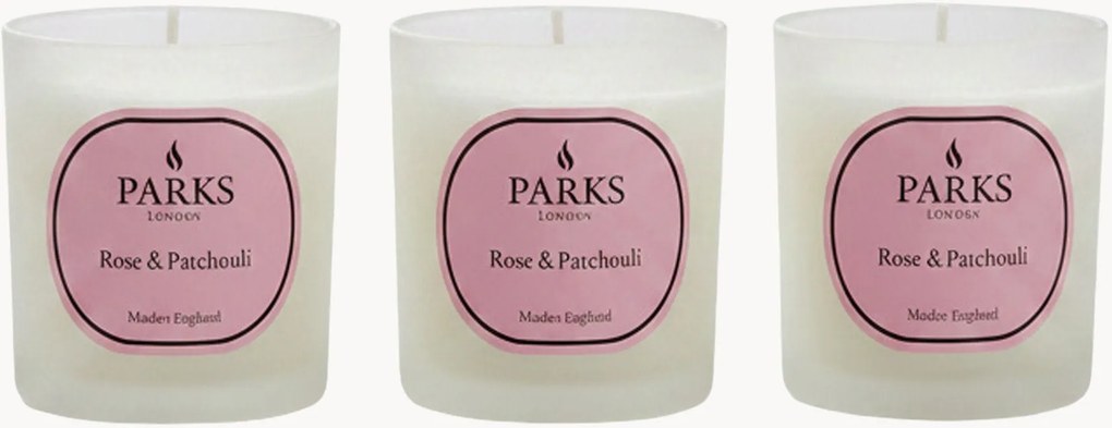 Velas perfumadas artesanais Vintage Aromatherapy (rosa, patchouli, caule verde), conjunto de 3