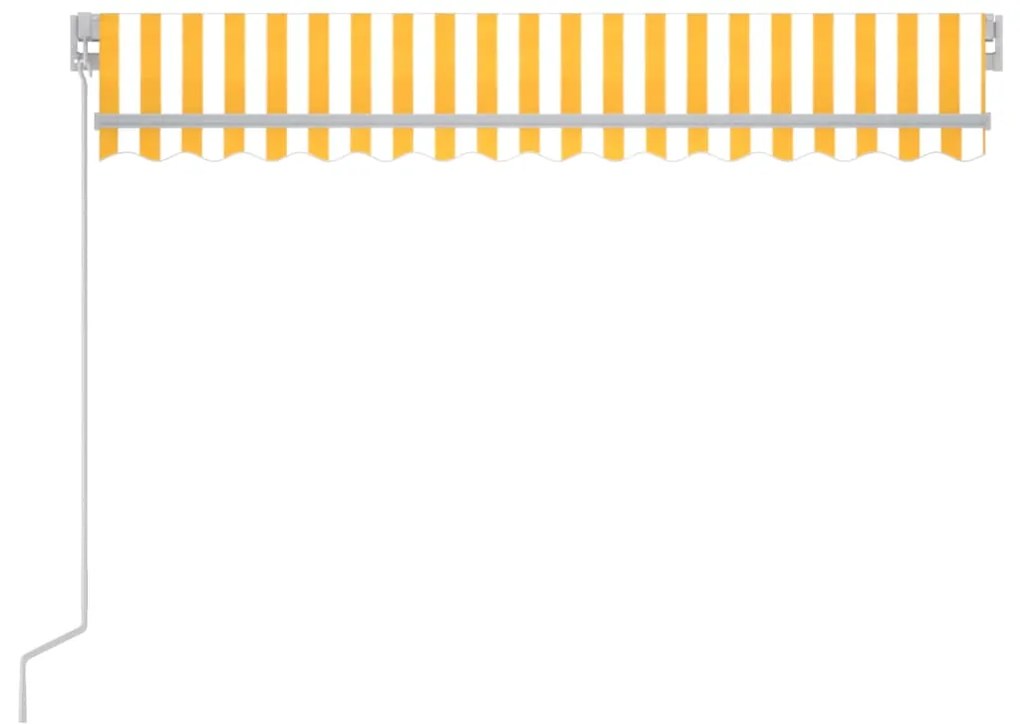 Toldo retrátil manual com LED 300x250 cm amarelo e branco