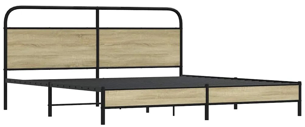 Estrutura de cama sem colchão 200x200cm metal carvalho sonoma