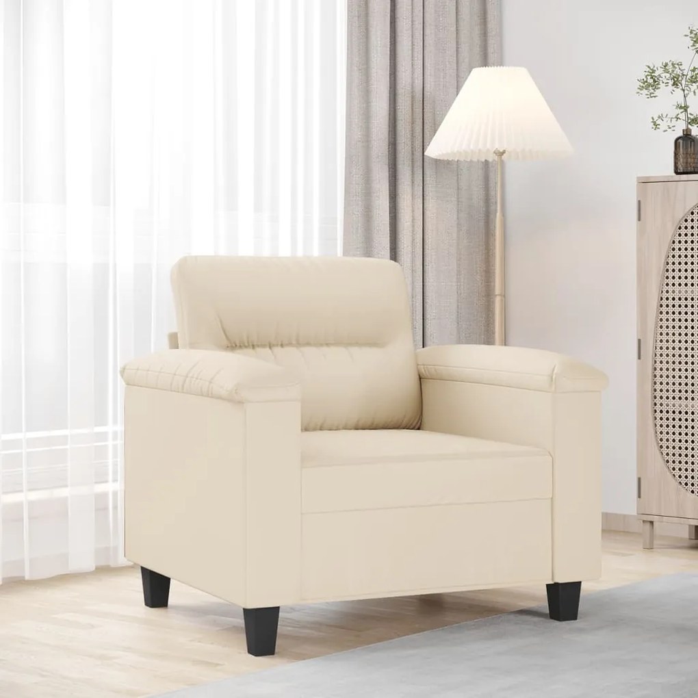 vidaXL Poltrona 60 cm tecido de microfibra bege