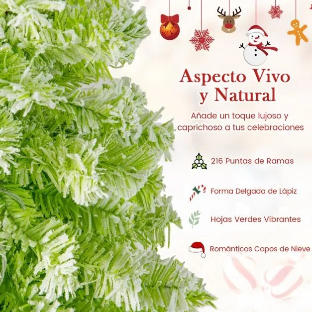 Arvore de Natal Fantasiosa de 150 cm Topo Flexível Artificial com Luzes (DECORAÇÃO NÃO INCLUIDA) para Festas e 216 Pontas de Galhos Verdes