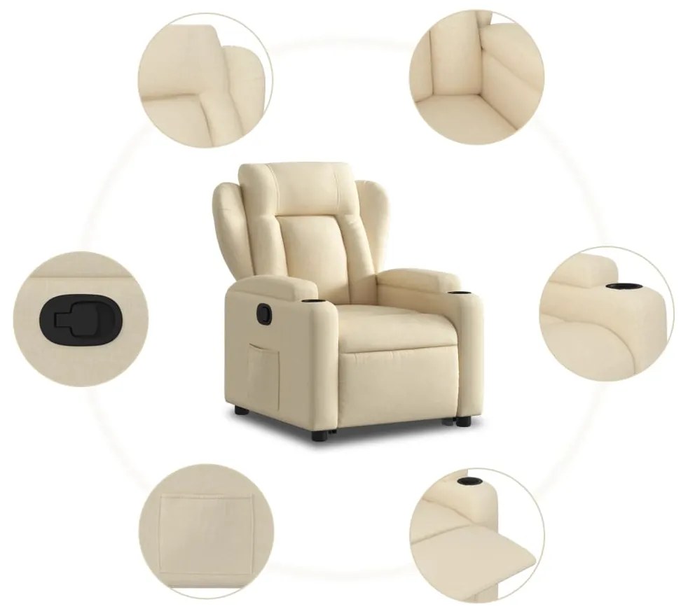 Poltrona reclinável elevatória tecido cor creme