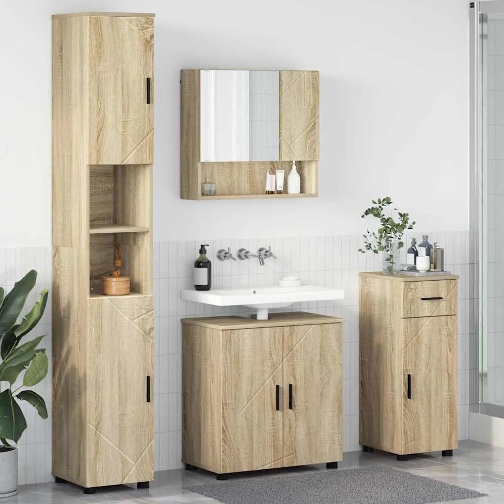 vidaXL Conjunto de Móveis para Banheiro 4 pcs Carvalho sonoma