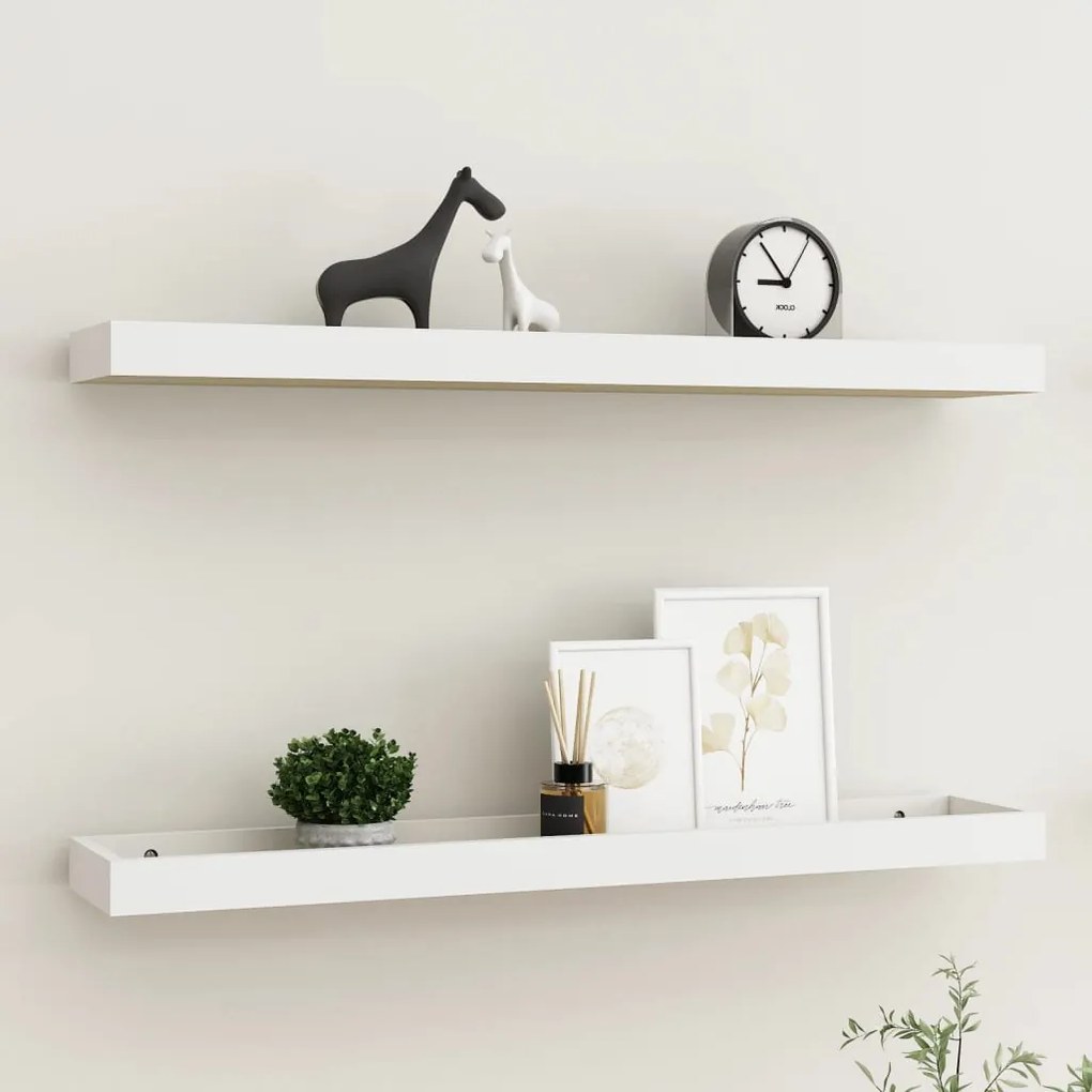 vidaXL Prateleiras parede Loggia 2 pcs 80x15x4cm MDF carvalho e branco
