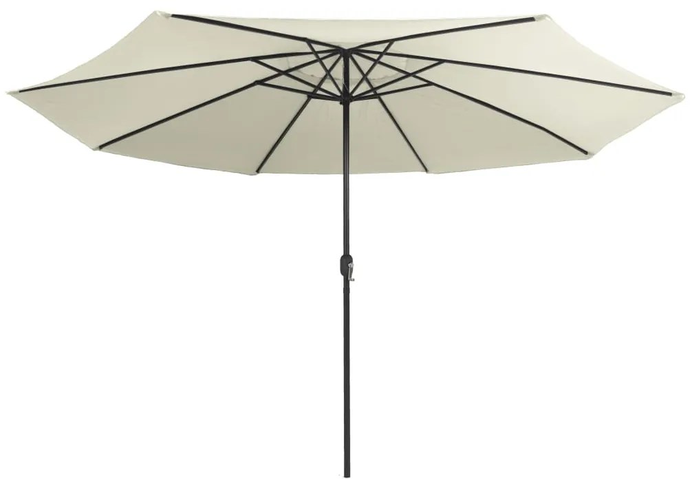 Guarda-sol de jardim com poste de metal 390 cm branco areia