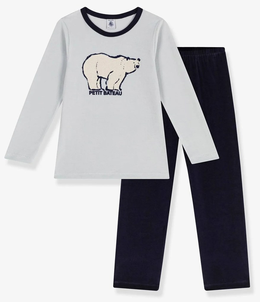 Pijama em veludo PETIT BATEAU, para criança cinzento
