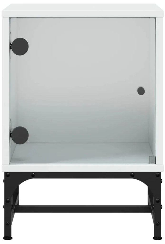 Mesa de cabeceira c/ porta de vidro 35x37x50 cm branco