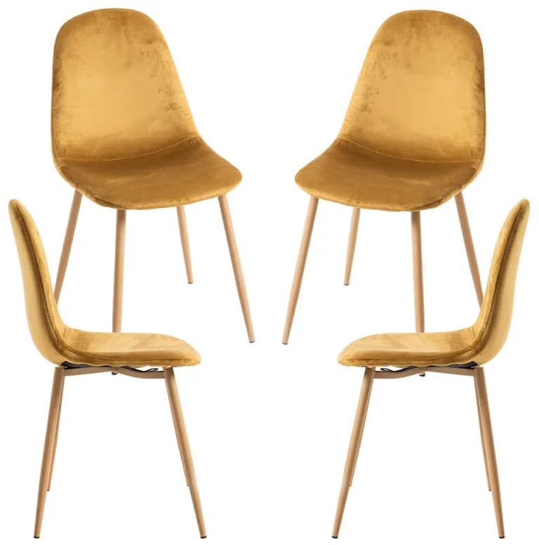 Pack 4 Cadeiras Teok Veludo - Amarelo