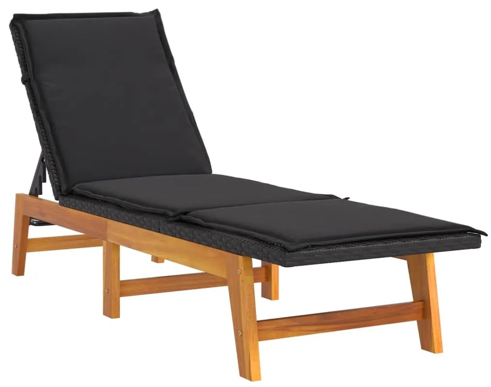3 pcs conjunto lounge para jardim vime PE e acácia maciça