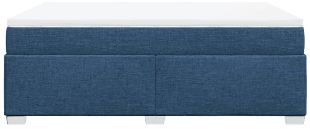 Cama com molas/colchão 140x200 cm tecido azul