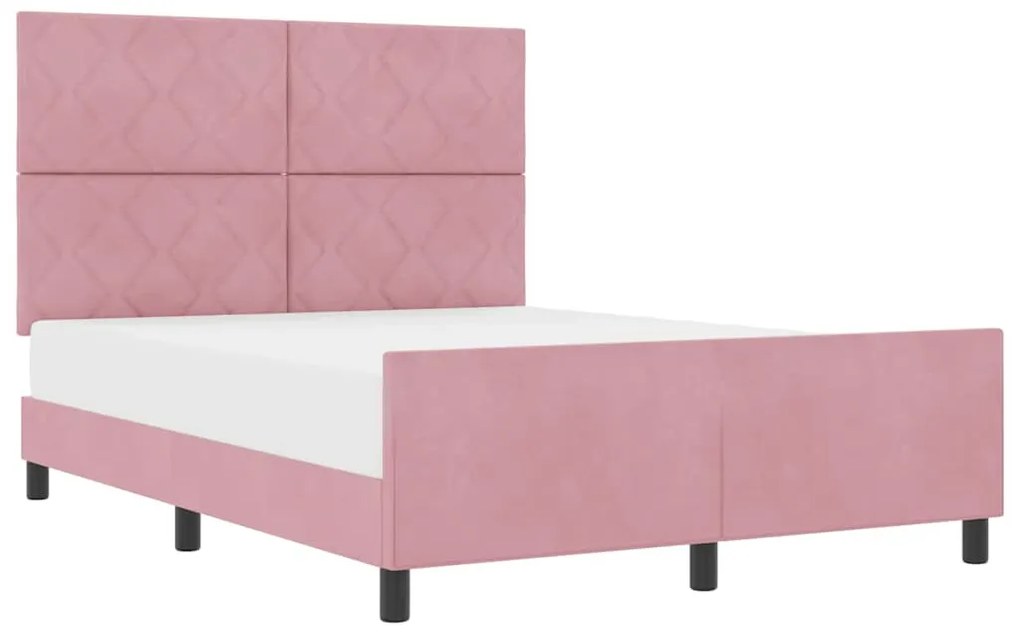 Cama vidaXL Rosa 140x200 cm Veludo