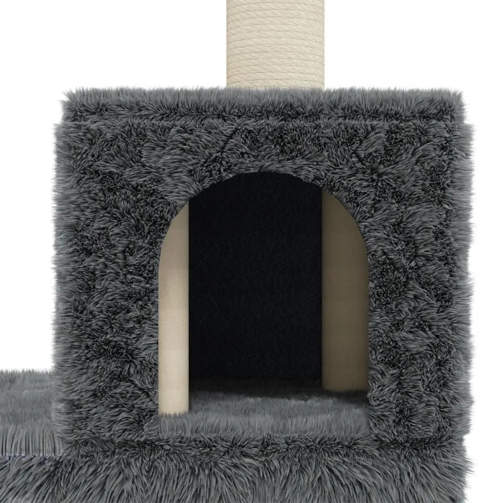 Árvore p/ gatos c/ postes arranhadores sisal 188cm cinza-escuro
