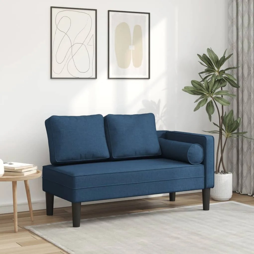 Chaise lounge com almofadões tecido azul