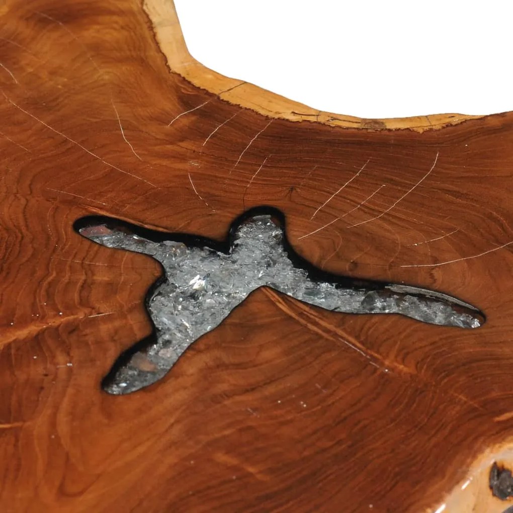 Mesa de centro 70x45 cm madeira de teca maciça e poliresina