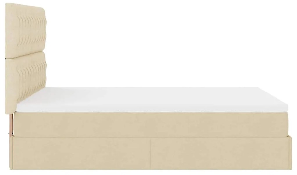 Estrutura de cama otomana com colchão tecido creme 140x200cm